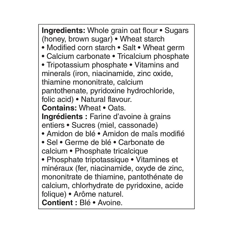 Céréales Avoine grillée au miel et aux noix aromatisée naturellement Great Value 794 g
