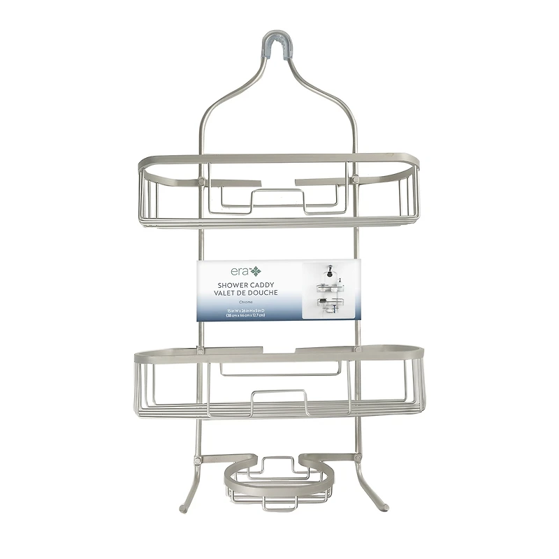 Era Grand valet de douche en aluminium argent, Trois niveaux, 15x26po 15 x 26 po