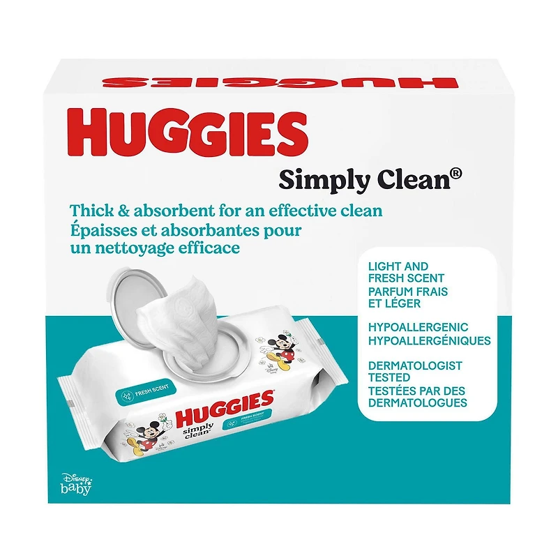 Huggies Simply Clean Fresh Scent Baby Wipes, 11 Flip-Top Packs (704 Wipes Total), 11 Packs | 704 Wipes Total