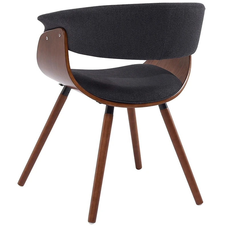Chaise d'appoint style moderne de mi-siècle en tissu/bois cintre, Charbon
