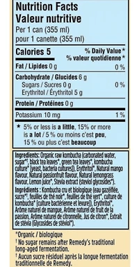 Remedy Organic No Sugar Kombucha Mango Passion 4PK, 4x355 ML