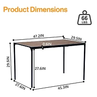 Homy Casa Table de Salle à Manger Rectangulaire de 47 po, Table de Cuisine Moderne Style Industriel, Marron Espresso