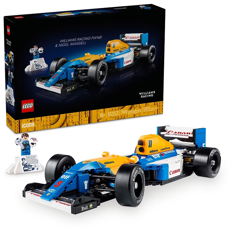 LEGO Icons Williams Racing FW14B & Nigel Mansell F1 Model Car Kit - Building Set for Adults, Ages 18+ - F1 DIY Craft for Display - Gift Idea for Fans of F1 - 10353, LEGO Williams Racing FW 10353