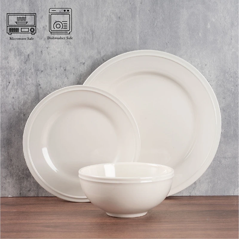 Mainstays Darby Vanilla 12 Piece Stoneware Dinnerware Set