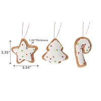 Fabric Hanging Gingerbread Cookie Ornament (Asstd) - Set of 12