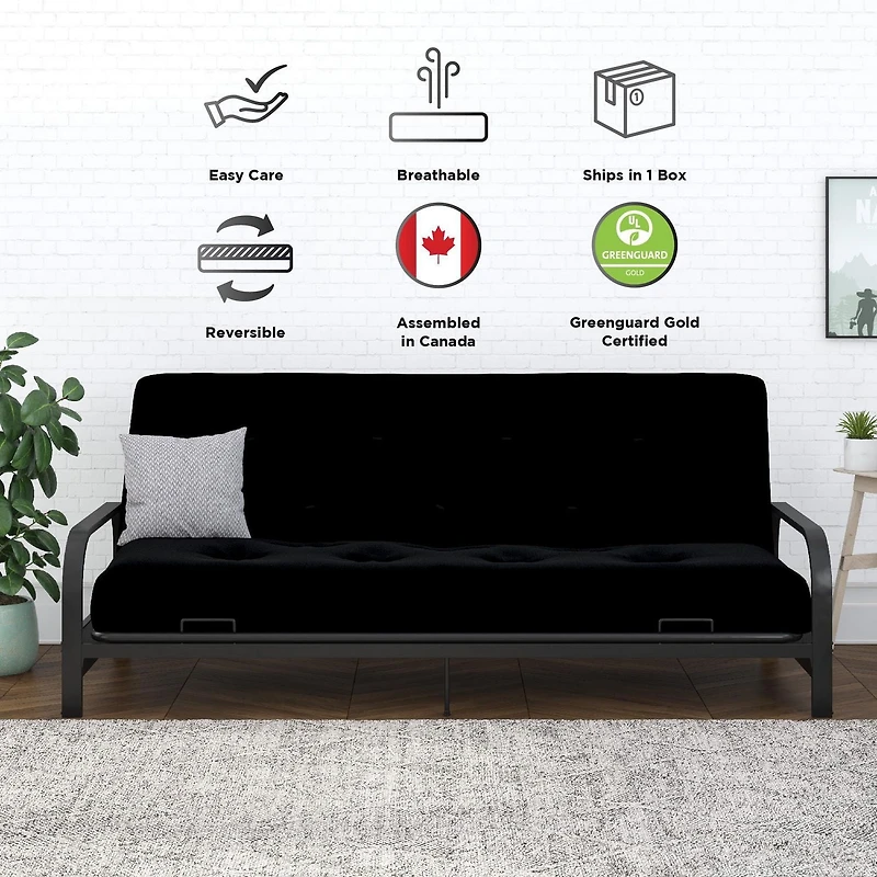 Matelas futon à ressorts ensachés de 8 po Trule de Signature Sleep, simili-lin de polyester, format deux places
