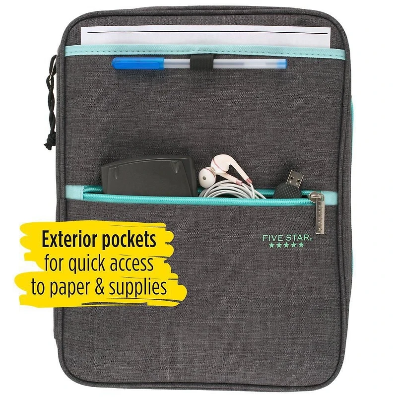 Classeur à glissière Carry-All Five Star 1", menthe/charbon