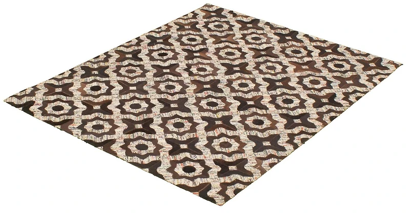 ECARPETGALLERY Tapis Fait à la Main pour Salon, Salle à Manger et Chambre à Coucher Contemporain Collection Patchwork en cuir 4'11" x 6'5" en Brun