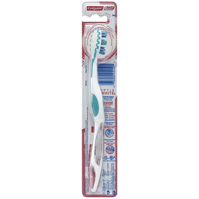 Colgate 360 Advanced Optic White Brosse à Dents, Souple