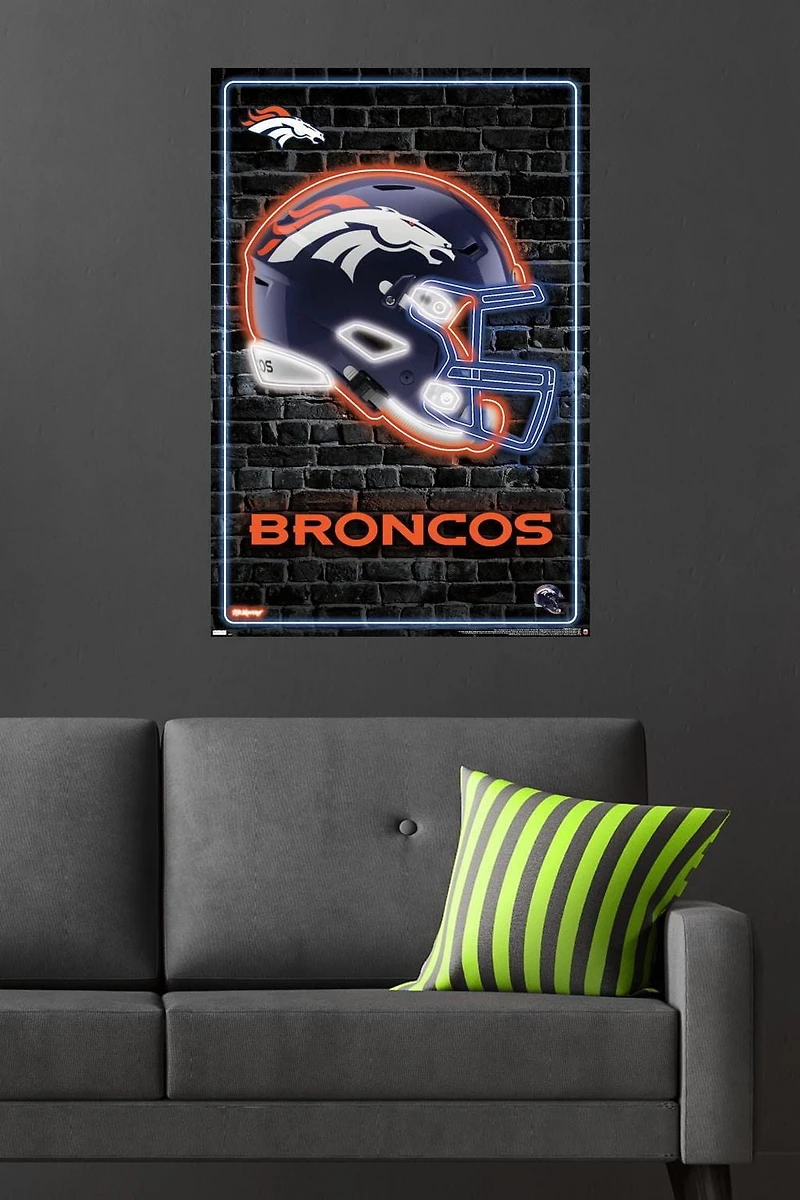 NFL Denver Broncos - Neon Helmet 23 Wall Poster, 22.375" x 34"