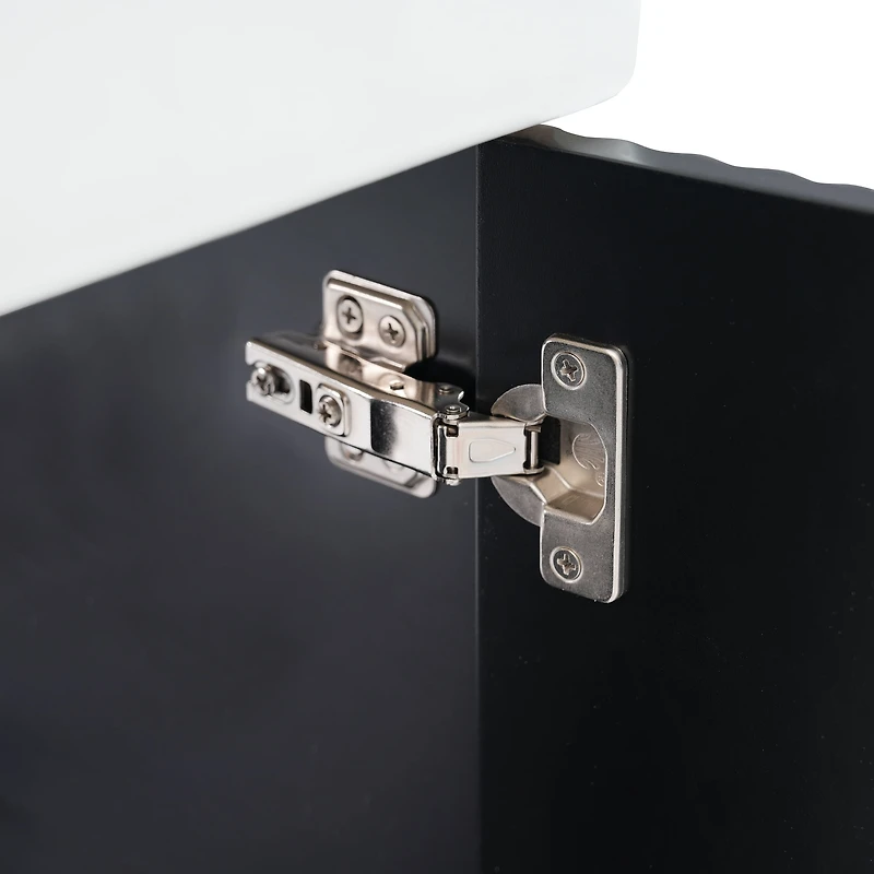 Homy Casa 30 in Onyx Black Kitchen Sideboard with Ceramic Sink