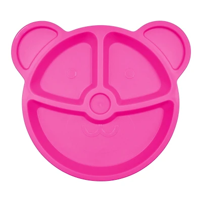 Mainstays Bear Pink Plastic Kids Divider Plate, 1 Piece