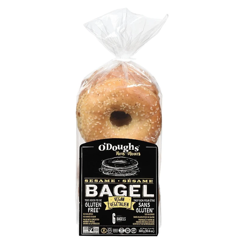 O'Doughs Thins Sesame Bagel Gluten Free, O'Doughs Bagels Sesame GF
