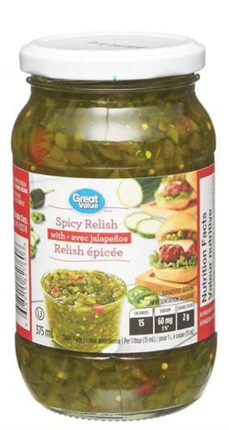 Relish épicée avec jalapeños Great Value 375 ml