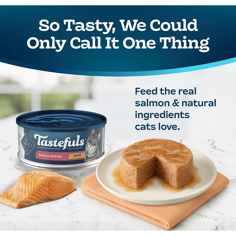 Nourriture Humide pour Chat Blue Buffalo Tastefuls Pâté, Faite avec des Ingrédients Naturels, Entrée au Saumon 156g