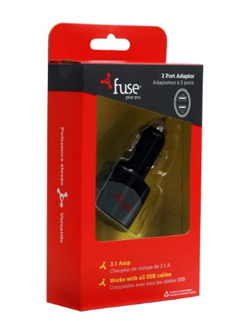 fuse - Chargeur pour véhicule - Adaptateur 3,1 A à 2 ports USB combinés