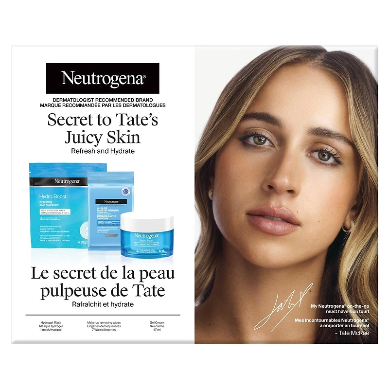 Neutrogena Skin Care Gift Set - Hydro Boost Hydrating Face Mask, Hydro Boost Gel Cream & Make-up Removing Cleansing Wipes - 3-Piece Set