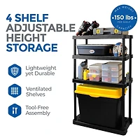 4 Shelf Adjustable, Medium Duty
