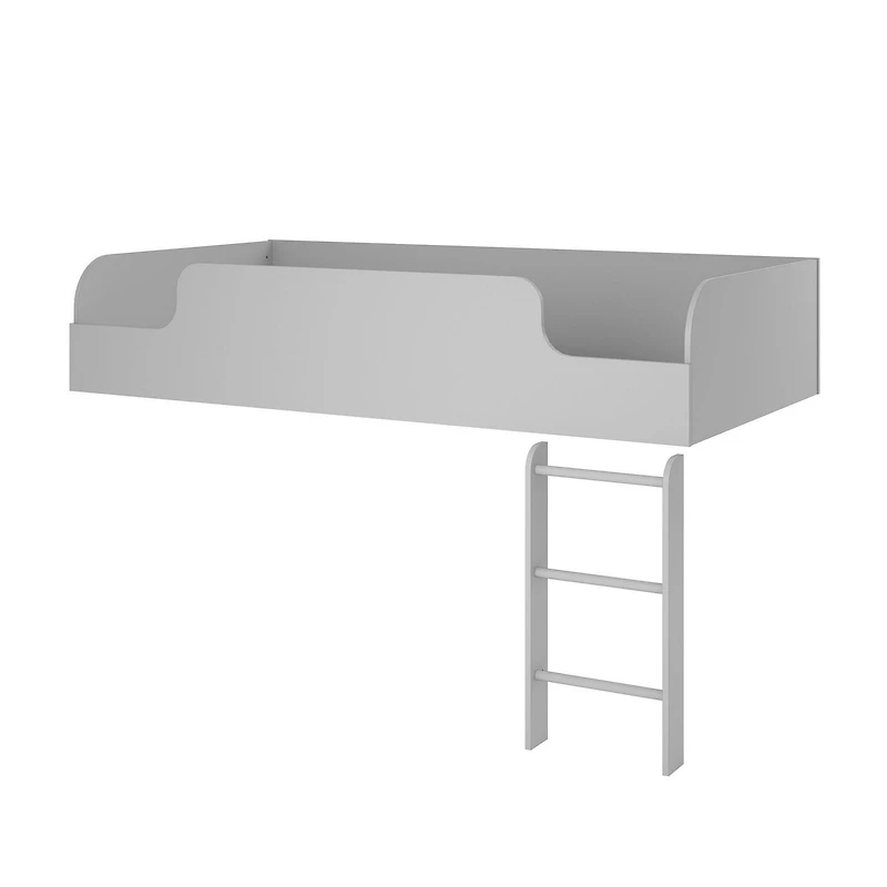 Elements Loft lit plate-forme avec échelle, gris tourterelle