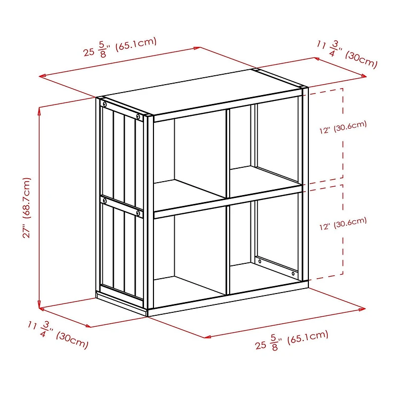 Timothy shelf 2 x 2 Cube with Wainscoting Panel