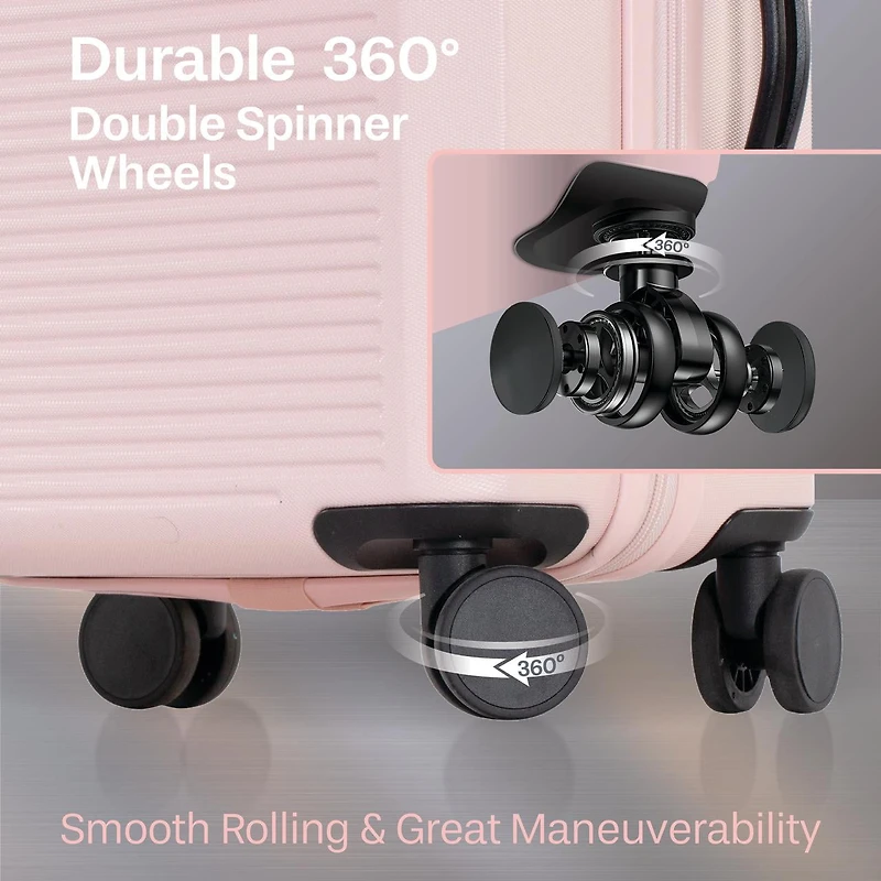 Ensemble de bagages rigides 3 pièces : Valises grandes 28 pouces et 24 pouces avec roulettes, et Valise Cabine 20 pouces