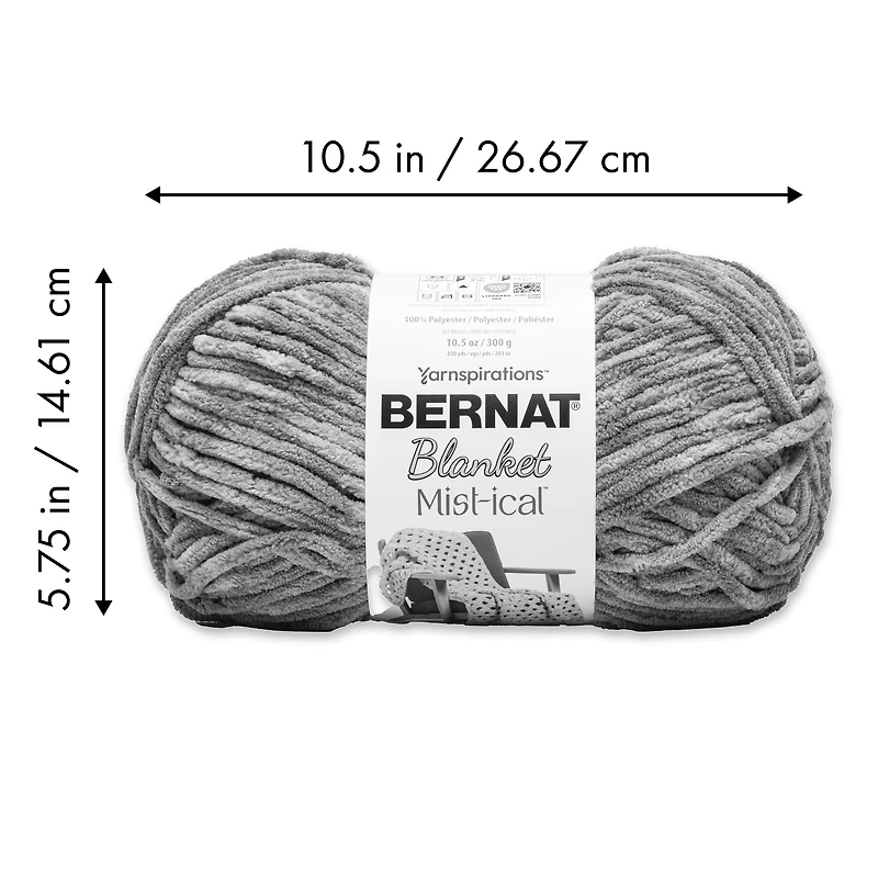"Bernat® Fil Couverture Tweeds™, Polyester #6 Super Volumineux, 10,5oz/300g, 220 Yards"