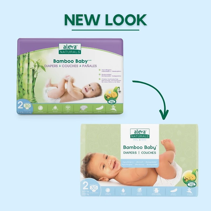 Aleva Naturals® Couches Bamboo Baby (Taille 2) - 30 Format