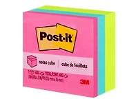 Cube de feuillets 2027-BRT Post-it®, couleurs vives, 76 mm x 76 mm (3 po x 3 po), 1 cube/paquet, 400 feuillets/cube