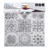 Truu Design Tuiles murales auto-adhésives Peel and Stick Accent Unique, 10 x 10 pouces, gris, 6 pièces