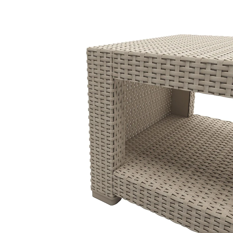 CorLiving Adelaide Ensemble de 4 chaises en osier en résine antirouille et repose-pieds pour patio