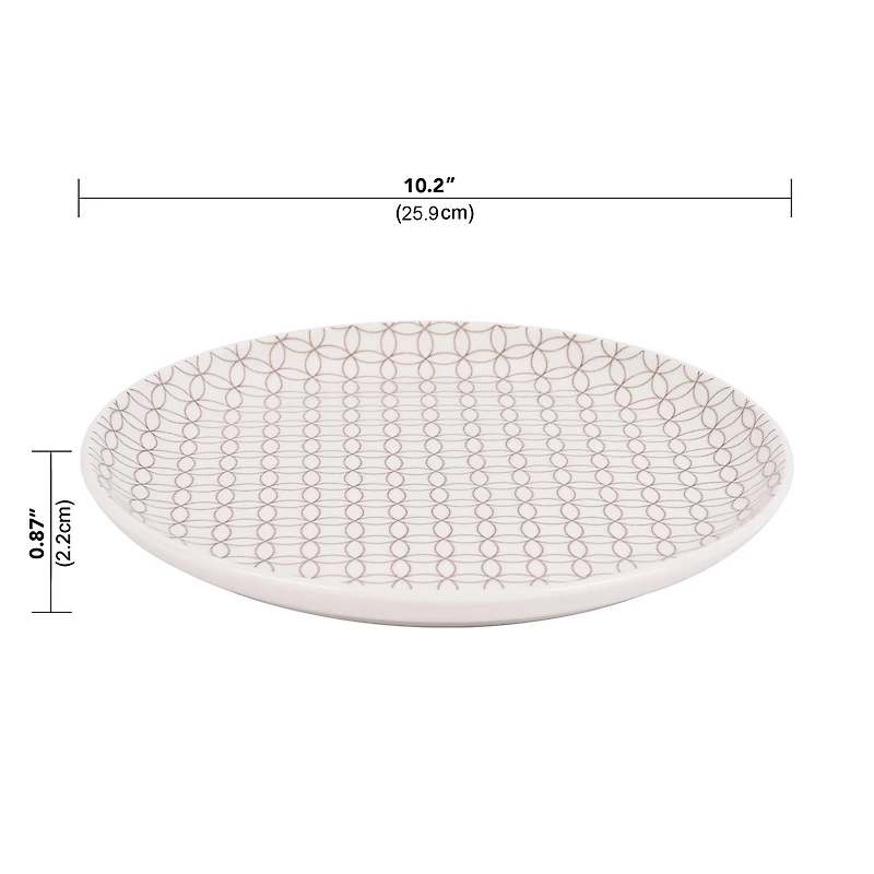 Mainstays Alessandra Brown 4-pack Stoneware Dinner Plate Set, 10.2", MS DINNER PLATE BROWN