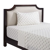 HOMETRENDS 4-Piece Parisenne Bow Flannel Sheet Set, Queen, 100% Cotton