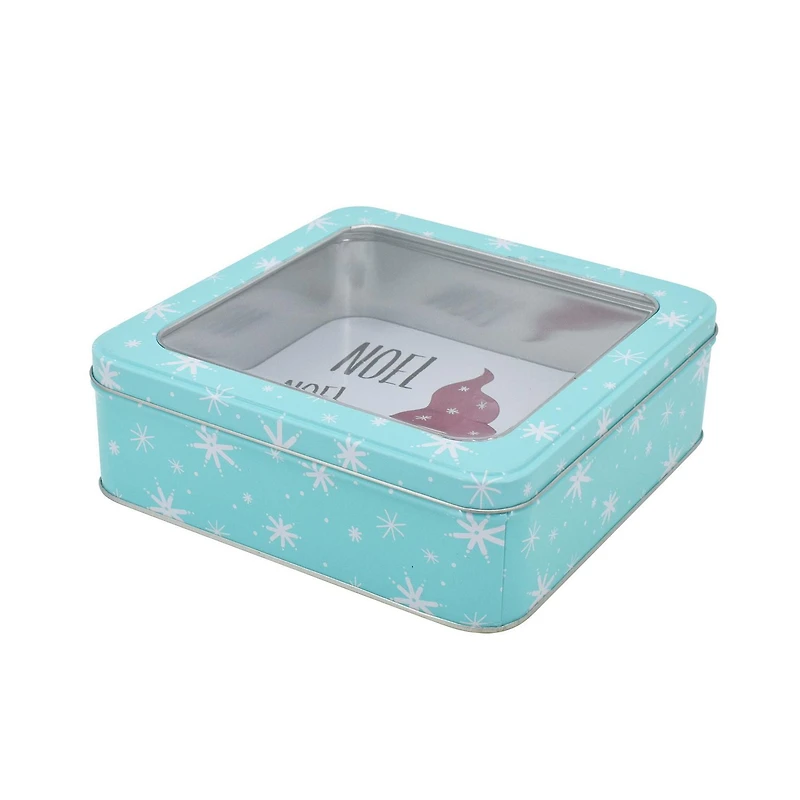 HOLIDAY TIME WINDOW SQUARE TIN