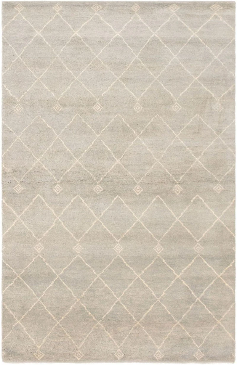 ECARPETGALLERY 5'1" x 7'11" Moroccan Tangier Hand-knotted Area Rug for Living Room, Dining Room and Bedroom in Grn