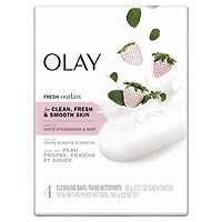 Olay Fresh Outlast Cooling White Strawberry & Mint Beauty bar, 4 bars, 90 g, White Strawberry & Mint