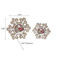 Ensemble De 2 Flocons De Neige Et Père Noël En Bois À Led