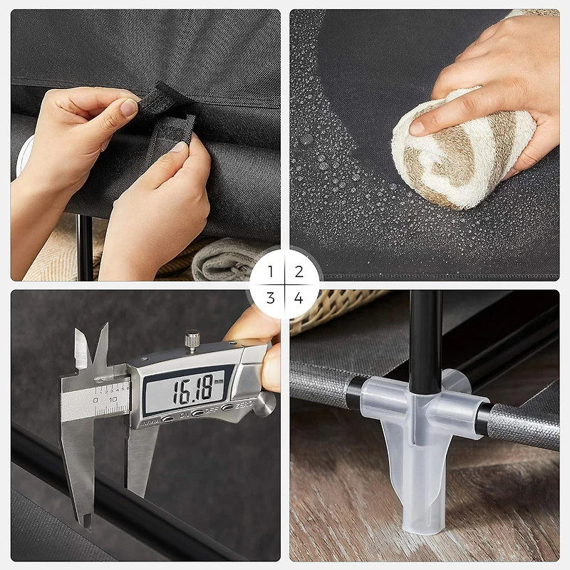 Songmics Home Foldable Closet Organizer – 59 x 17.7 x 69 Inch 9-Compartment Wardrobe with Fabric Cover for Bedroom Storage, Ink Black