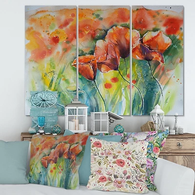 Designart Coquelicots en fleurs rouges V Art mural sur toile