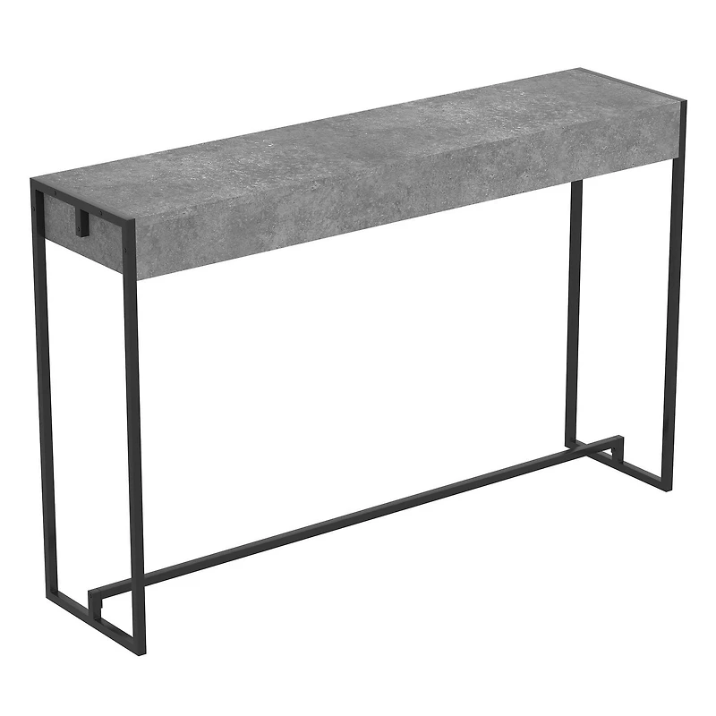 Safdie & Co. Console Table 47L Dark Cement Black Metal