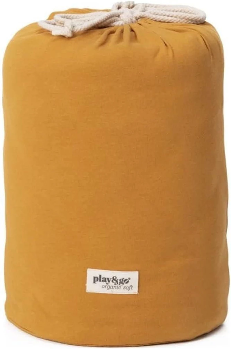 Play & Go - Tapis de Jeu Bio 3-en-1 Chai Tea Mustard – Certifié GOTS - Sac de Rangement et Sac à Couches – Diamètre 140 cm – Doux et Confortable pour Nouveau-né à Tout-Petit –  Facile à Transporter Pa