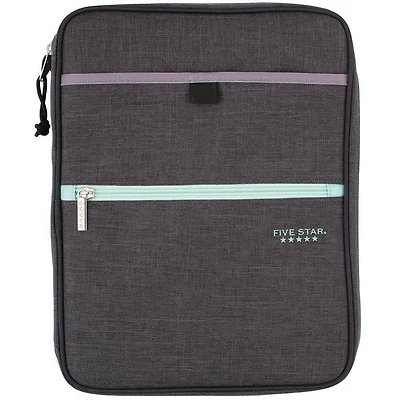 Five Star 1" Carry-All Zipper Binder, Mint/Charcoal