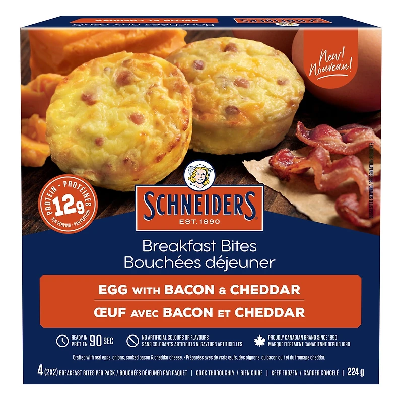 Schneiders Egg with Bacon & Cheddar Breakfast Bites, 4 per pack, 224 g