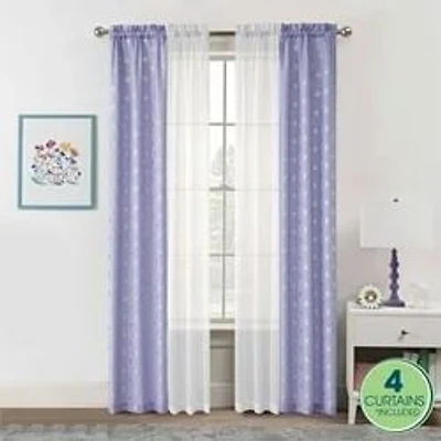 Your Zone 4 Piece Curtain Panel Set, 27.5" x 84" Gray Camo, 4-Panel Curtain Set