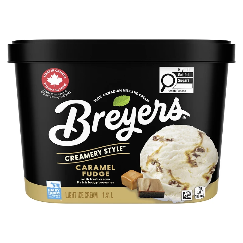 Crème Glacée Légère Breyers Caramel et Fudge 1.41 L