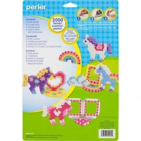 Perler Rainbow Ponies Fused Bead Kit makes 10 projects, 2004 Pieces, great for ages 6 and up, 2000 Beads, 3 Pegboards