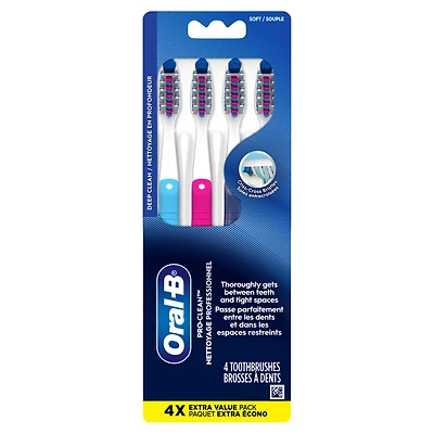 Brosse à dents Oral-B Pro-Santé Pénètre profondément souple, 4 unités