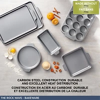 Starfrit The Rock Wave 12 Cup Non-Stick Muffin Pan - Durable Carbon Steel - Oven Safe - PFOA Free - Easy to Clean - Grey