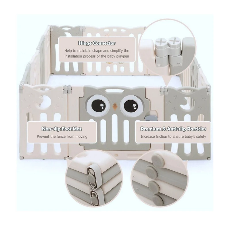 KidsVIP 20 Panels Indoor/Outdoor Foldable Playpen, Fence, Safety Play yard with Activity for Toddlers and Infants