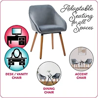 CorLiving Ayla Lot de 2 chaises d'appoint d'intérieur rembourrées en velours avec pieds en bois évasés