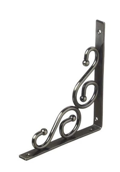 7"x8" Antique Brass Decorative Bracket Swirl 1 Piece, Decorative Hardware are ideal for closets, garages, sheds or any shelving needs.